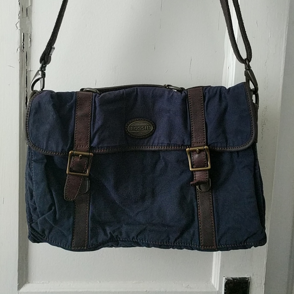 Fossil Men's Estate Wax Canvas Portfolio Bag